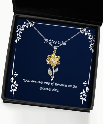 Best Wife, You are My ray of Sunshine on The Gloomy Day, Cute Christmas Sunflower Pendant Necklace for Wife