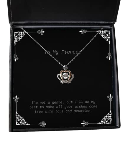 Epic Fiancee Gifts, I'm not a Genie, but I'll do My Best to Make All Your Wishes, Cool Birthday Crown Pendant Necklace from, Birthday Crown Pendant Necklace Gift, Crown Pendant Necklace Gift,