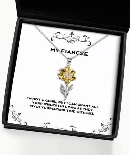 Gag Fiancee Sunflower Pendant Necklace, I'm not a Genie, but I can Grant All Your Wishes (as), Present for, Inspire Gifts from, Funny Fiancee Gifts, Funny Engagement Gifts, Funny Wedding Gifts,