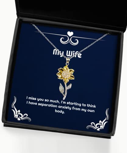 Special Wife Gifts, I miss you so much, I'm starting to think I, Beautiful Birthday Sunflower Pendant Necklace Gifts For Wife, Gift ideas for wife, Unique gifts for wife, Personalized gifts for wife,