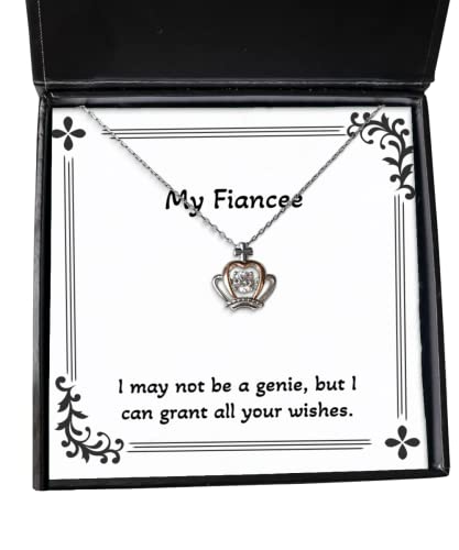 Useful Fiancee Crown Pendant Necklace, I May not be a Genie, but I can Grant All, Gifts for, Present from, Jewelry for Fiancee, Funny Crown Pendant Necklace Gift, Funny Crown Pendant Necklace,