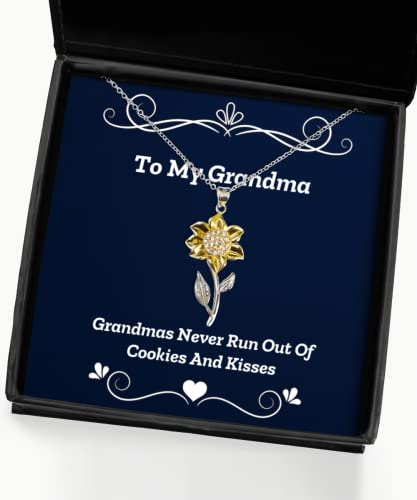 Fancy Grandma Sunflower Pendant Necklace, Grandmas Never Run Out of Cookies and, Present for Grandma, Beautiful Gifts from Granddaughter