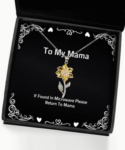 Useful Mama Gifts, If Found in Microwave Please Return to Mama, Mama Sunflower Pendant Necklace from Daughter