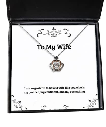 New Wife Gifts, I am so Grateful to Have a Wife Like You who is My Partner, My, Wife Crown Pendant Necklace from Husband, Wedding from Husband, Birthday Gifts from Husband,