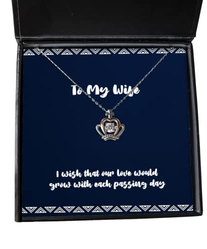 Inappropriate Wife, I Wish That Our Love Would Grow with Each Passing Day, Holiday Crown Pendant Necklace for Wife