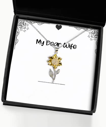 Love Wife Sunflower Pendant Necklace, I Wish That Every time You Look at me, You See an Amazing Guy who, Love for Wife, Holiday