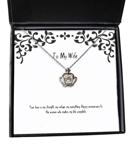 Your love is my strength, my refuge, my everything. Happy anniversary. Crown Pendant Necklace, Wife Jewelry, Gag Gifts For Wife, Gift ideas for her, Gift ideas for him, Gift ideas for mom, Gift ideas