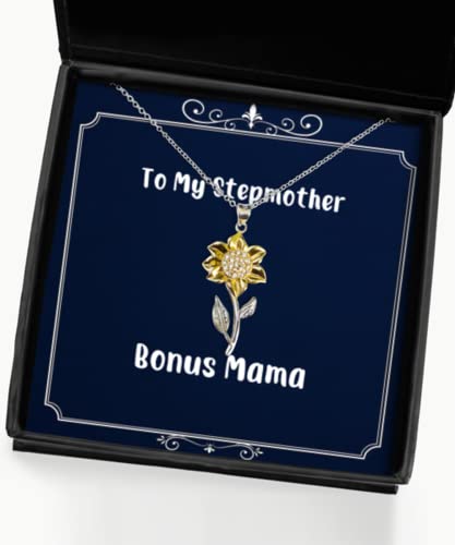 Unique Stepmother Gifts, Mama, Christmas Sunflower Pendant Necklace for Stepmother