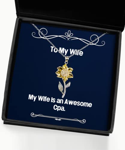 Joke Wife Sunflower Pendant Necklace, My Wife is an Awesome CPA, Gifts for, Present from Husband, Jewelry for Wife