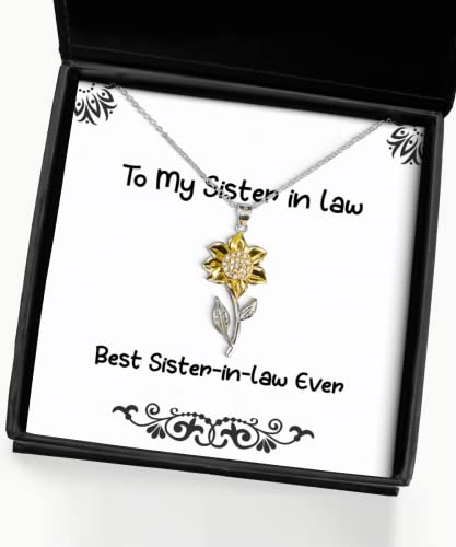 Best Sister-in-Law Ever Sister in Law Sunflower Pendant Necklace, Brilliant Sister in Law Gifts, for Little Sister