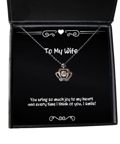 You bring so much joy to my heart and every time I think of you, I! Crown Pendant Necklace, Wife Jewelry, Reusable Gifts For Wife, Anniversary, Birthday, Christmas, Valentines Day, Mothers Day,