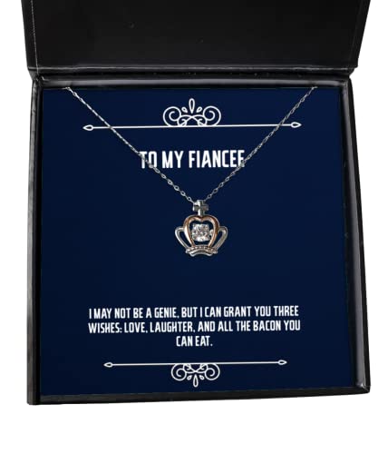 I May not be a Genie, but I can Grant You Three Wishes: Love. Fiancee Crown Pendant Necklace, Fancy Fiancee Gifts, Jewelry for, Unique Engagement Gifts, Unique Wedding Gifts, Unique Anniversary