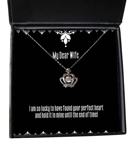 Beautiful Wife Crown Pendant Necklace, I am so Lucky to Have Found Your Perfect Heart and Hold!, Fancy Gifts for Wife, Valentine's Day Gifts