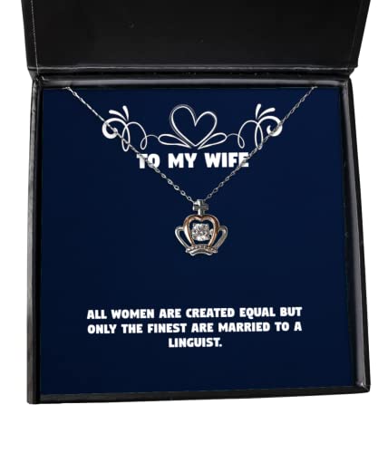 Brilliant Wife Gifts, All Women Are Created Equal but Only the Finest Are, Funny Holiday Crown Pendant Necklace From Wife, , Funny wife gift, Funny gifts for wife, Funny birthday gift for wife, Unique