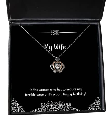 to The Woman who has to Endure My Terrible Sense:! Crown Pendant Necklace, Wife Present from Husband, Sarcastic Jewelry for Wife, Funny Wife Crown Pendant Necklace Gift Ideas, Unique Funny Wife Crown