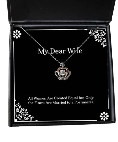 Funny Wife Gifts, All Women are Created Equal but Only The Finest are, Motivational Birthday Crown Pendant Necklace from Wife, Spouse, Girlfriend, Husband, Boyfriend, Significant Other