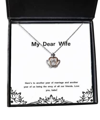 Here's to Another Year of Marriage and Another Year of us Being,! Crown Pendant Necklace, Wife Jewelry, Unique Gifts for Wife, Funny Crown Pendant Necklace Gift Ideas, Funny Crown Pendant Necklaces