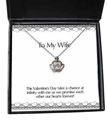 This Valentine's Day take a Chance at Infinity with me as we Promise Each! Wife Crown Pendant Necklace, Unique Wife, Jewelry for Wife