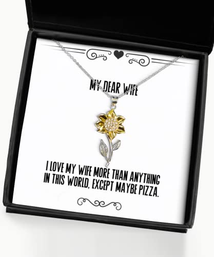 Love Wife Sunflower Pendant Necklace, I Love My Wife More Than Anything in This World, Reusable Gifts for Wife, Wedding Gift, Birthday Gift