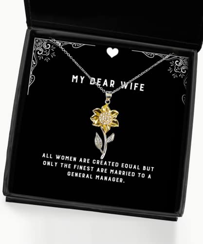 Special Wife, All Women are Created Equal but Only The Finest are Married to a, Joke Holiday Sunflower Pendant Necklace from Wife