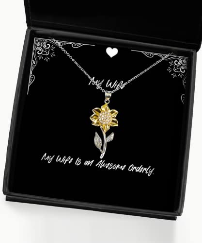 My Wife Is an Awesome Orderly. Sunflower Pendant Necklace, Wife Present From Husband, Sarcastic Jewelry For , , Gifts for her, Gifts for him, Gifts for kids, Gifts for teens, Gifts for men, Gifts for