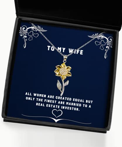 Inspire Wife, All Women are Created Equal but Only The Finest are Married to a Real, Holiday Sunflower Pendant Necklace for Wife