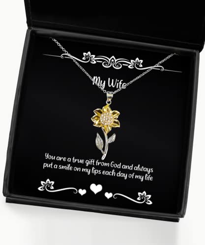 Fun Wife Gifts, You are a True Gift from God and Always Put a, Motivational Holiday Sunflower Pendant Necklace Gifts for Wife, Funny Jewelry, Funny Gifts, Funny Gift Ideas, Unique Jewelry, Unique