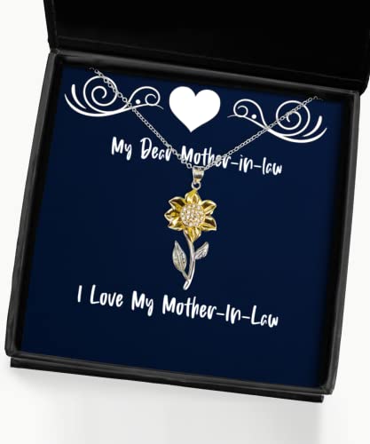 I Love My Mother-in-Law Sunflower Pendant Necklace, Mother-in-Law, Fun Gifts for Mother-in-Law