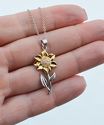 Joke Stepmom Sunflower Pendant Necklace, Dear Stepmom, Thanks for Your Influence. I, Present for Mom, Motivational Gifts from Son
