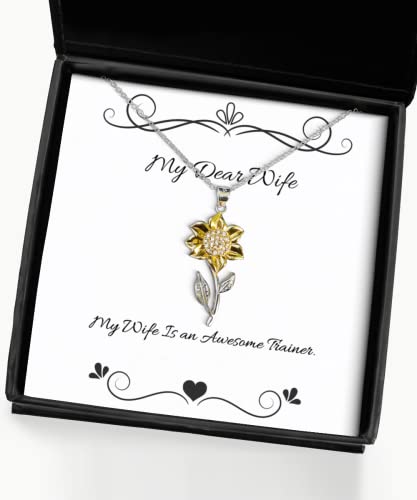 Epic Wife Sunflower Pendant Necklace, My Wife is an Awesome Trainer, Gifts for, Present from Husband, Jewelry for Wife,