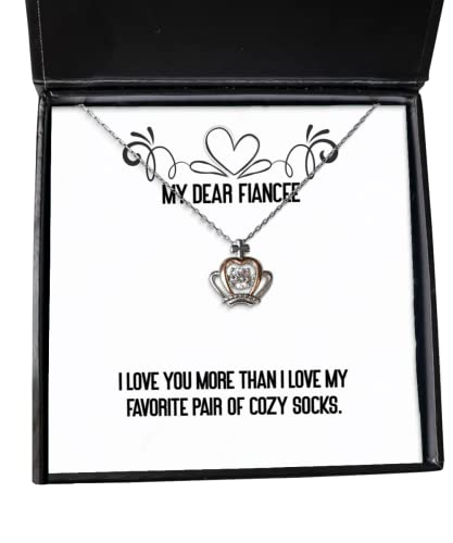 Fun Fiancee Gifts, I love you more than I love my favorite pair of cozy socks, Unique Idea Holiday Crown Pendant Necklace From , , Gifts from nature, Gifts from the heart, Gifts from loved ones, Gifts