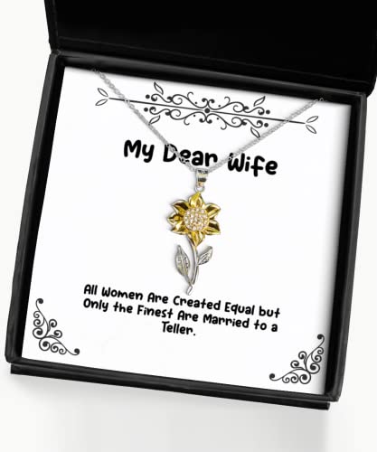 Nice Wife Gifts, All Women are Created Equal but Only The Finest are Married to a, Holiday Sunflower Pendant Necklace for Wife, Sunflower Jewelry, Sunflower Gifts, Wife Jewelry