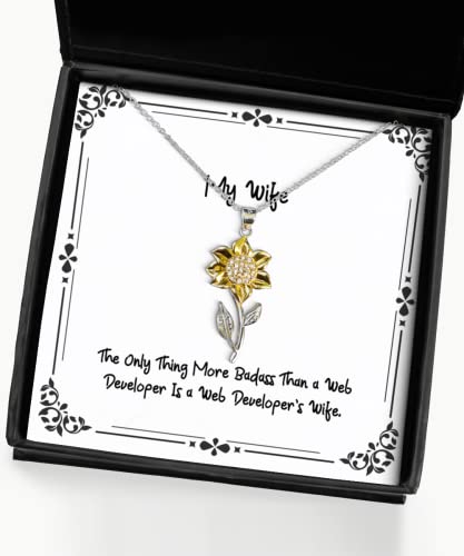 Wife Gifts For Wife, The Only Thing More Badass Than a Web, Beautiful Wife Sunflower Pendant Necklace, Jewelry From Husband, , Gift ideas for him, Gift ideas for her, Gift ideas for kids, Gift ideas