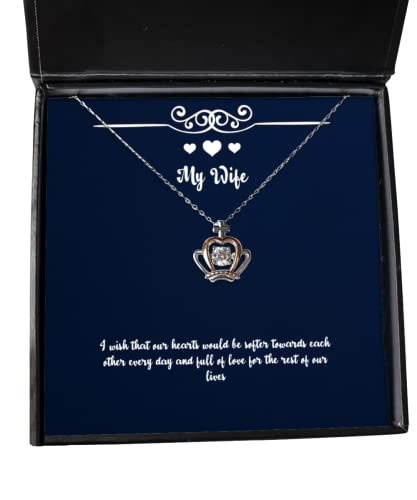 Fun Wife Gifts, I Wish That Our Hearts Would be Softer Towards Each Other Every Day and, Wife Crown Pendant Necklace from Husband, Birthday Party, Presents, Cake, Candles, Friends, Family