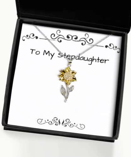 Sarcasm Stepdaughter Sunflower Pendant Necklace, I Don't Know What I Did to Deserve, Gifts for Daughter, Present from Dad, for Stepdaughter