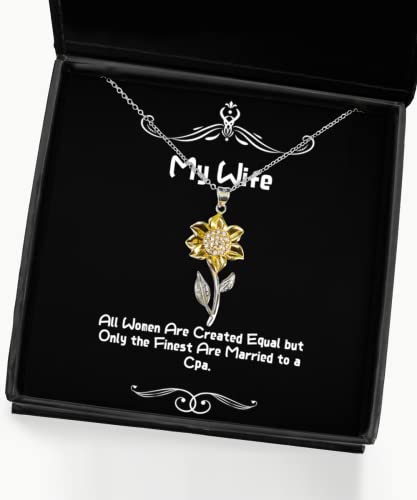 Cheap Wife Sunflower Pendant Necklace, All Women are Created Equal but Only The Finest, for Wife, Unique Wedding Gifts, Bride Gift, Groom Gift, First