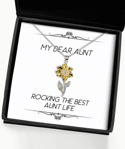 Aunt Gifts for, Rocking The Best Aunt Life, Special Aunt Sunflower Pendant Necklace, from