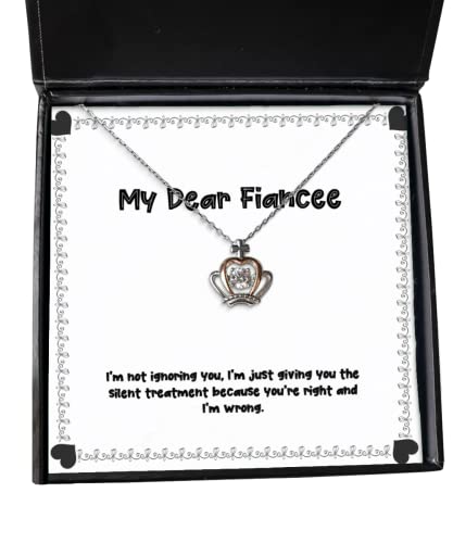 Collar con colgante de corona de prometida especial, no te estoy ignorando, solo te estoy dando el silencio, presente para, regalos de sarcasmo de, ideas de regalos para prometidas, regalos únicos para prometidas, personalizado