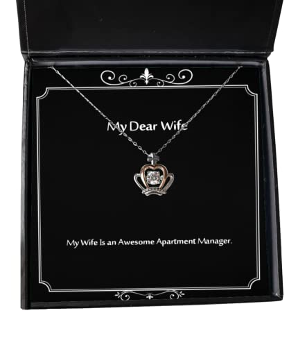 Fancy Wife Crown Pendant Necklace, My Wife is an Awesome Apartment Manager, Cute for, Holiday