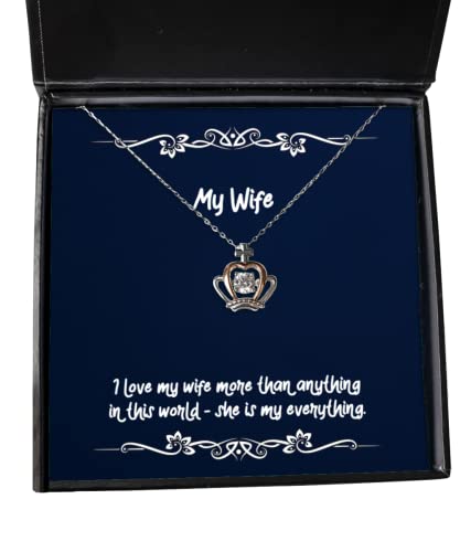 Regalos divertidos para esposas, amo a mi esposa más que a nada en este mundo: ella es mía, collar con colgante de corona navideña divertido de mi esposa, regalo de bodas para esposa, regalo de San Valentín para esposa, ideas de regalos para esposa,