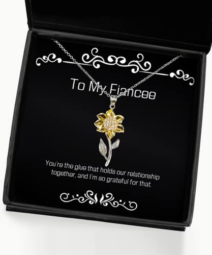 Beautiful Fiancee Gifts, You're the glue that holds our relationship together,, Useful Holiday Sunflower Pendant Necklace From , , Engagement ring, Wedding ring, Diamond ring, Gold ring, Silver ring,