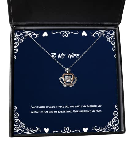 Epic Wife Gifts, I am so Lucky to Have a Wife Like You who is My Partner, My, Wife Crown Pendant Necklace from Husband, Unique Wife Gifts, Unusual Wife Gifts, Best Wife Gifts, Cool Wife Gifts, Great