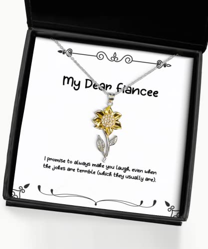 Fiancee Gifts for, I Promise to Always Make You Laugh, Even When The, Cheap Fiancee Sunflower Pendant Necklace, Jewelry from, Funny Fiancee Gift, Funny Engagement Gift, Funny Wedding Gift,