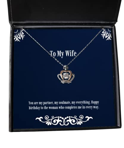 Sarcastic Wife Gifts, You are my partner, my soulmate, my everything. Happy birthday, Birthday Crown Pendant Necklace For Wife, Gift ideas for husband, Best gifts for husband, Unique gifts for