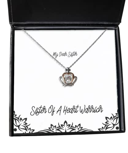 Sister of A Heart Warrior Crown Pendant Necklace, Sister Present from Sister, Special for Sister