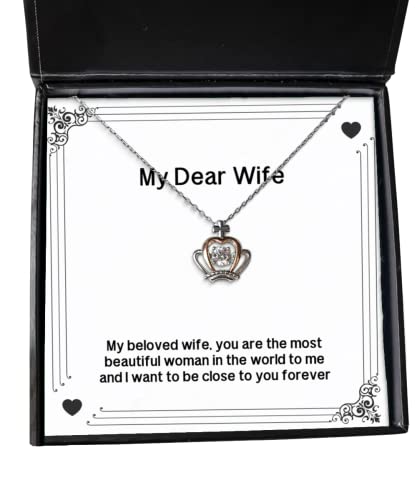 Regalos geniales para esposas, mi amada esposa, eres la mujer más hermosa del mundo para mí, collar con colgante de corona para esposas de parte de mi esposo, regalo divertido con colgante de corona, collar con colgante de corona divertido, divertido