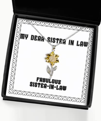 Nice Sister in Law Gifts, Fabulous Sister-in-Law, Inappropriate Christmas Sunflower Pendant Necklace Gifts for Little Sister