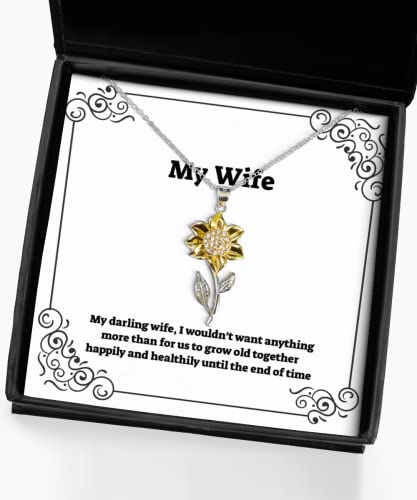 Cheap Wife, My Darling Wife, I Wouldn't Want Anything More Than for us to Grow Old, Love Holiday Sunflower Pendant Necklace from Wife