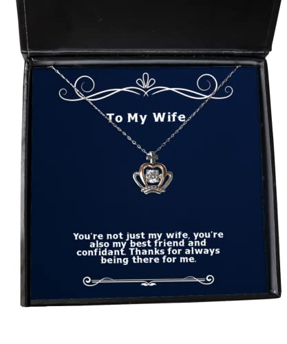 Cute Wife Gifts, You're not just My Wife, You're Also My Best Friend and, Inspire Crown Pendant Necklace for Wife from Husband, Happy Birthday