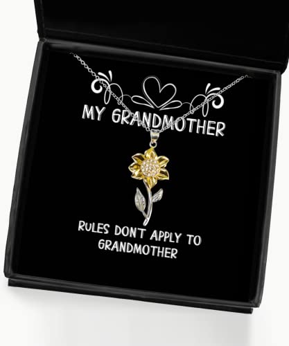 Rules Don't Apply to Grandmother Sunflower Pendant Necklace, Grandmother, Unique Gifts for Grandmother